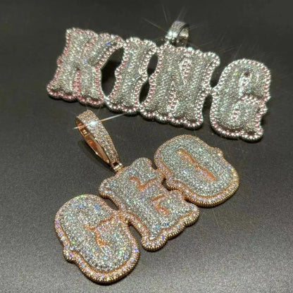 Custom Bone-Style Gothic Letter Iced-Out Pendant