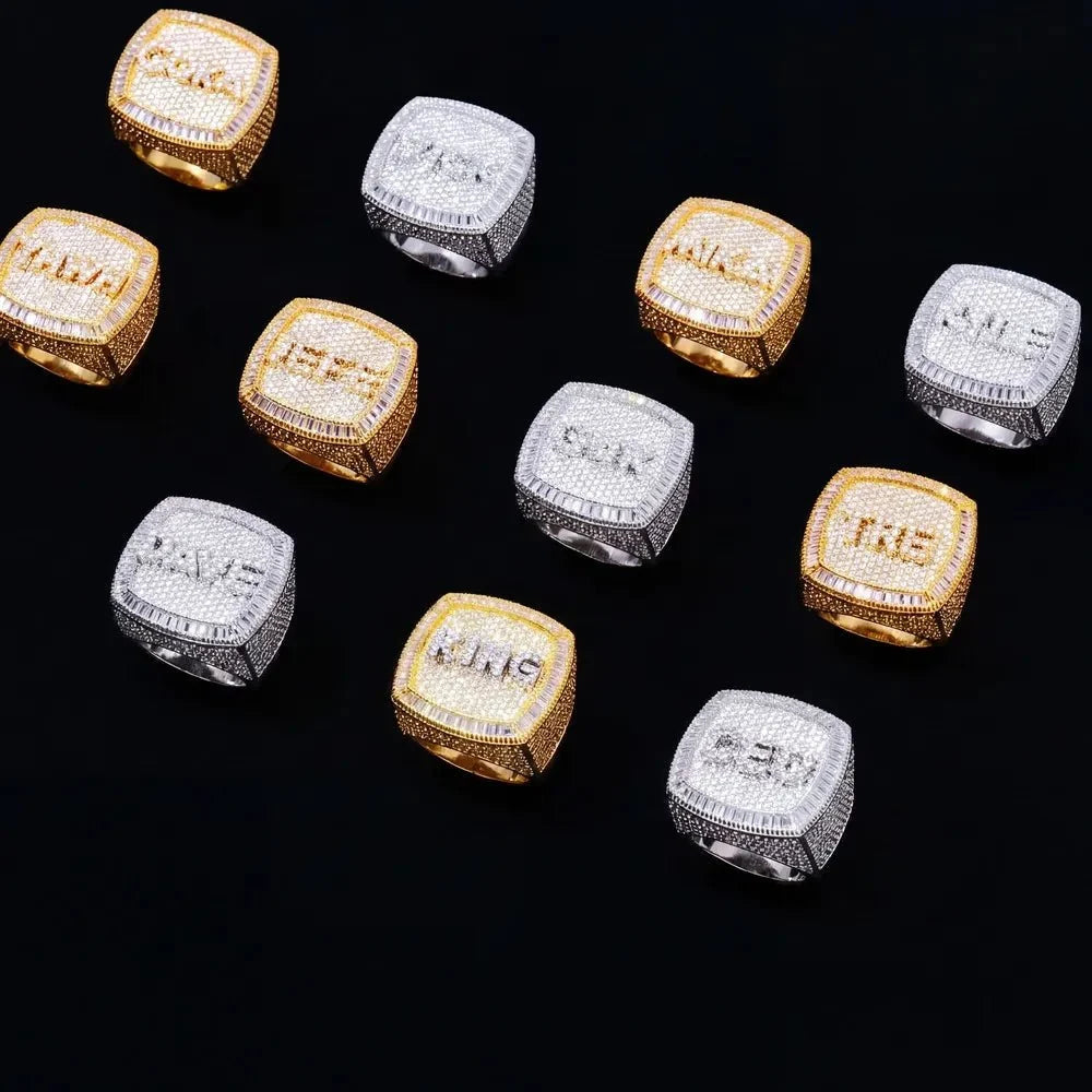 Custom Diamond 3D Iced-Out Letter Ring – 28mm