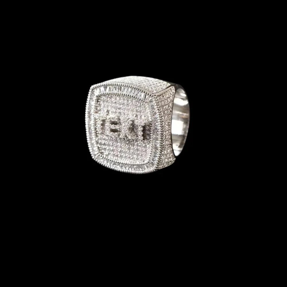 Custom Diamond 3D Iced-Out Letter Ring – 28mm