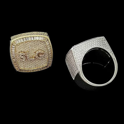 Custom Diamond 3D Iced-Out Letter Ring – 28mm