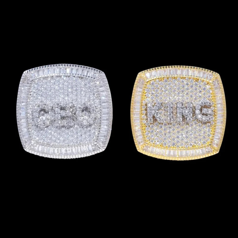 Custom Diamond 3D Iced-Out Letter Ring – 28mm