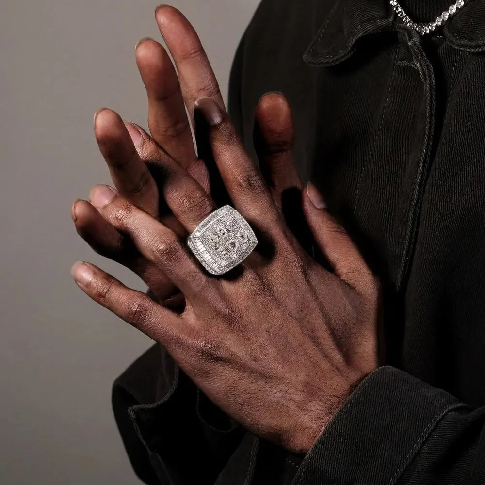 Custom Diamond 3D Iced-Out Letter Ring – 29mm