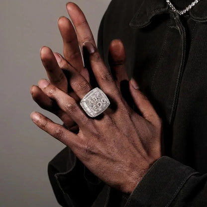 Custom Diamond 3D Iced-Out Letter Ring – 29mm