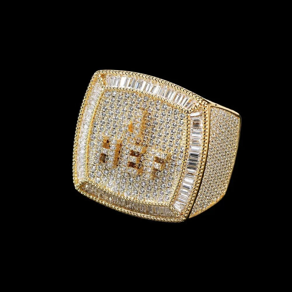 Custom Diamond 3D Iced-Out Letter Ring – 29mm