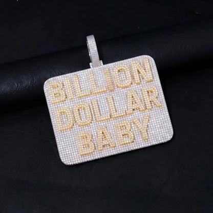 Custom Diamond-Set 3D Letter Rectangular Pendant – 80mm