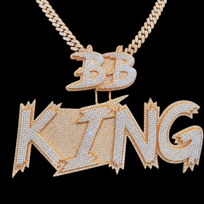Custom Double-Row Diamond-Set Oversized Letter Pendant