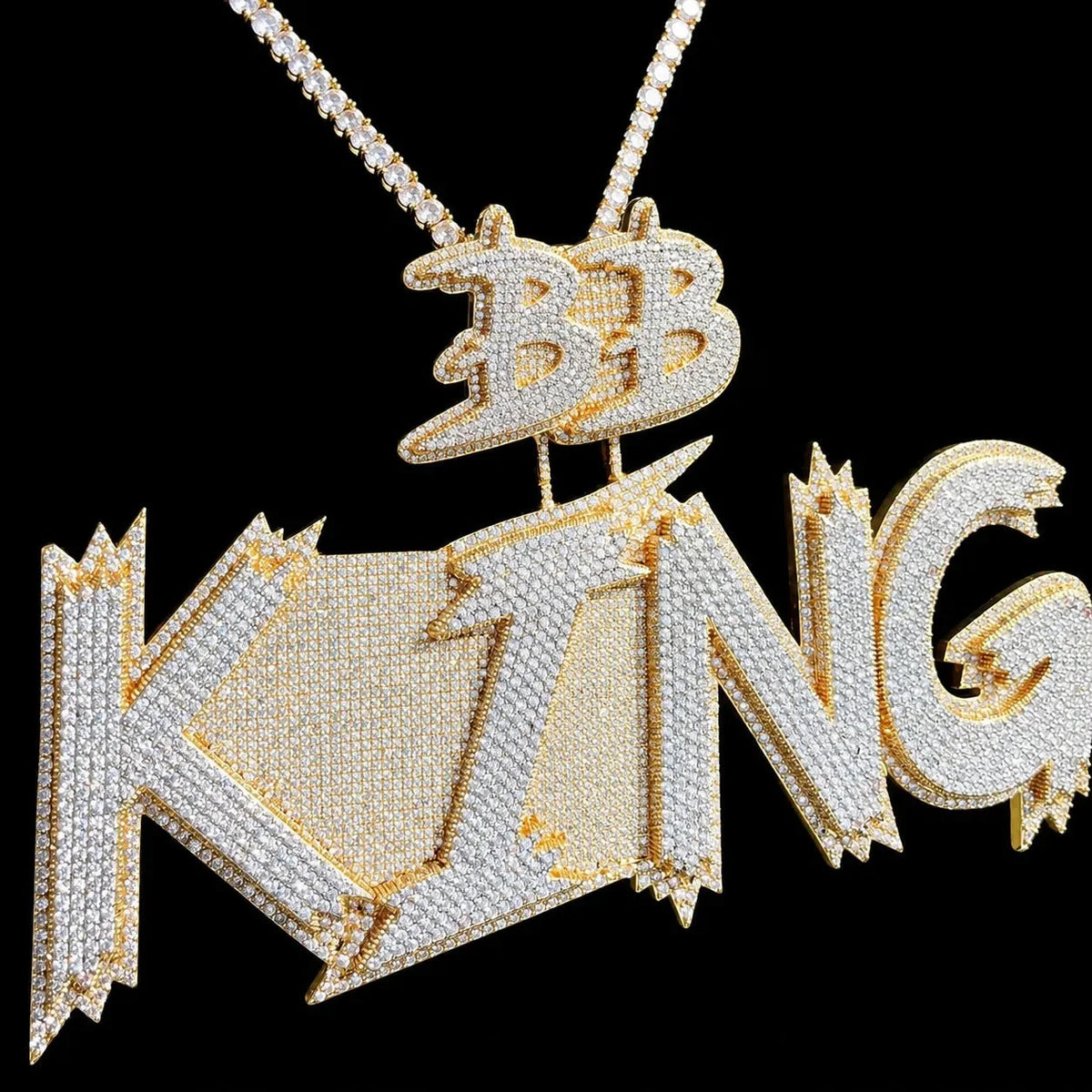 Custom Double-Row Diamond-Set Oversized Letter Pendant