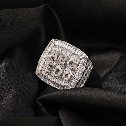 Custom Full Diamond Letter Hip-Hop Ring in 18K Gold