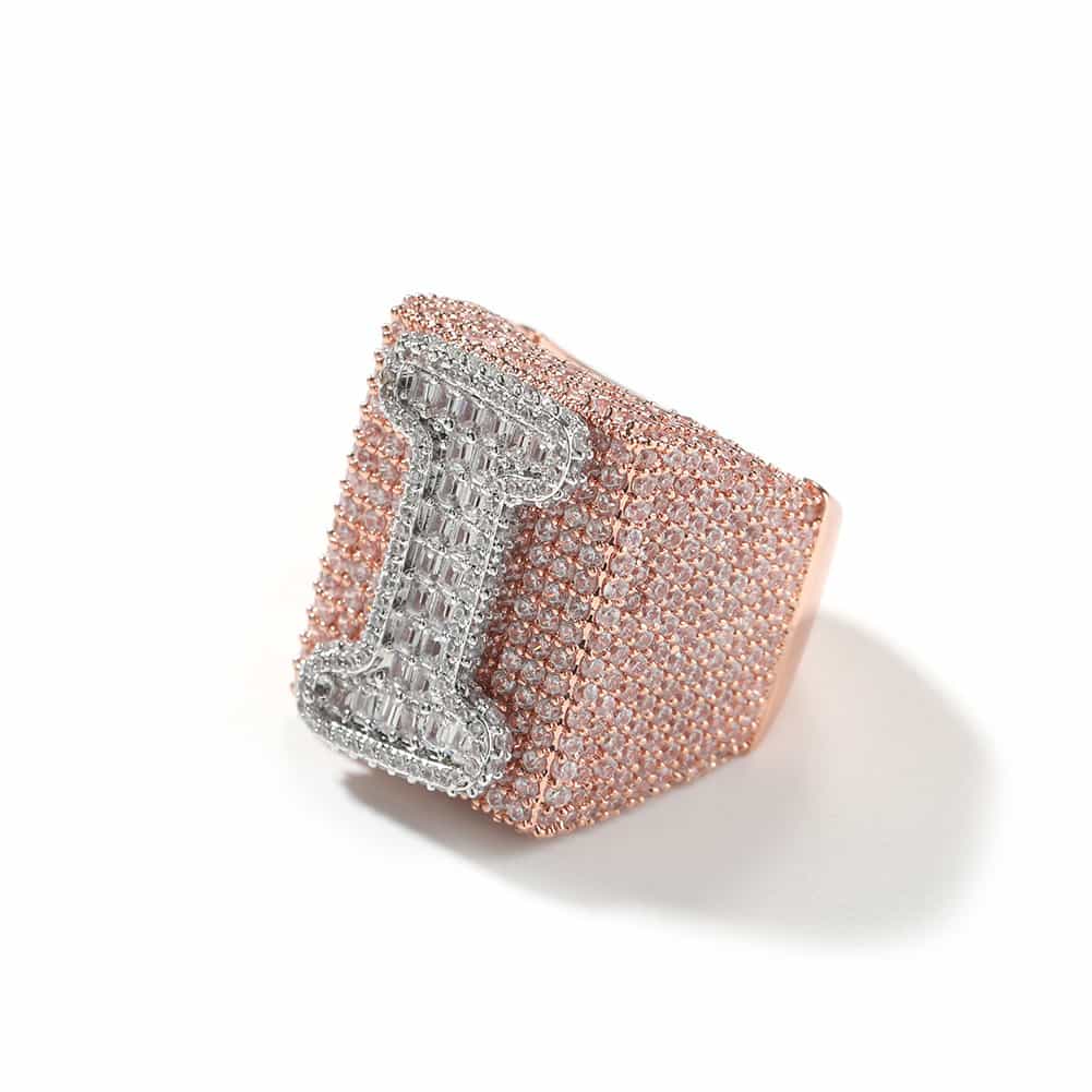 Custom Gold-Plated Diamond Number & Letter Ring