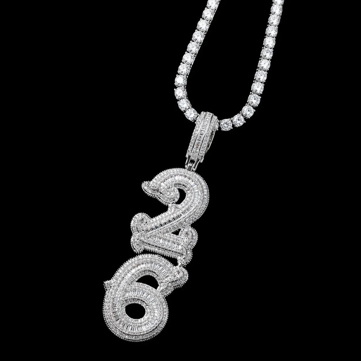 Custom Gothic Letter Name Iced-Out Pendant