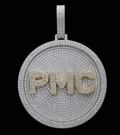 Custom Iced-Out 3D Letter Medium Round Pendant – 55mm