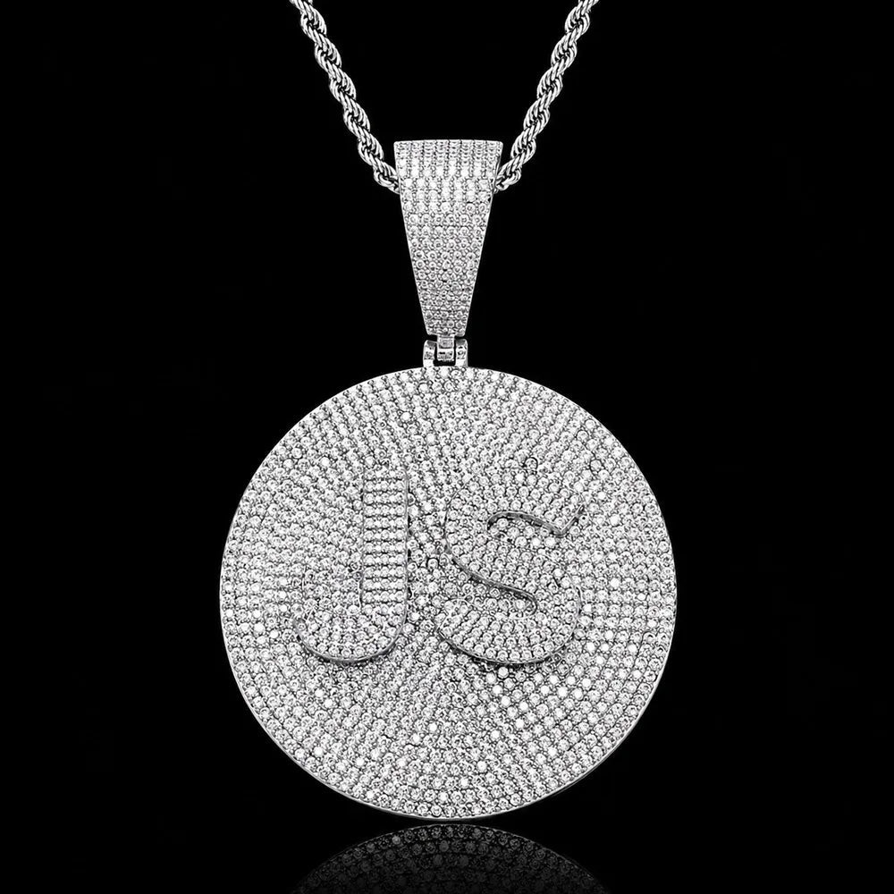 Custom Iced-Out 3D Letter Medium Round Pendant – 55mm