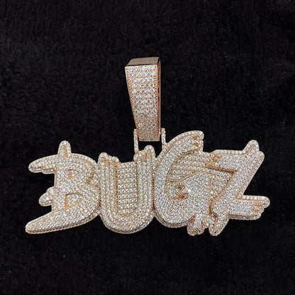 Custom Iced-Out Diamond Bold-Letter Name Pendant