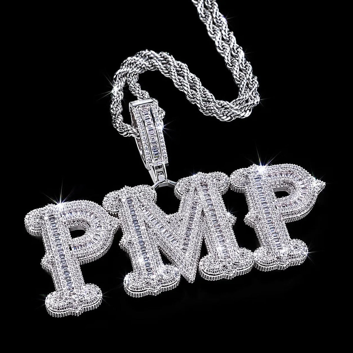 Custom Iced-Out Diamond Letter Name Pendant