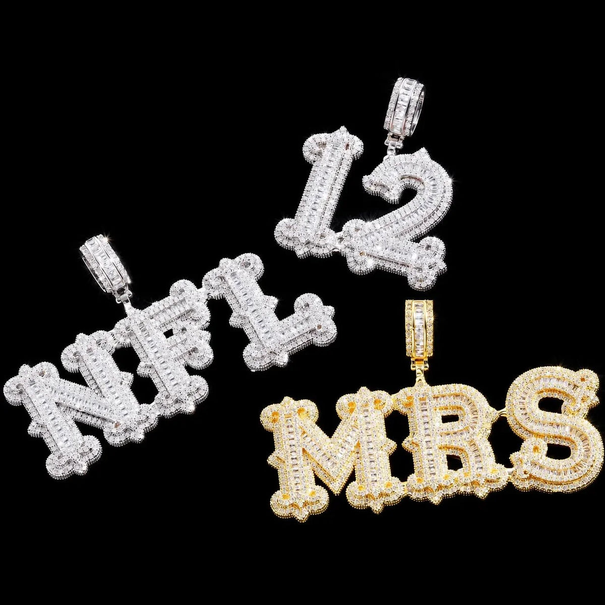 Custom Iced-Out Diamond Letter Name Pendant