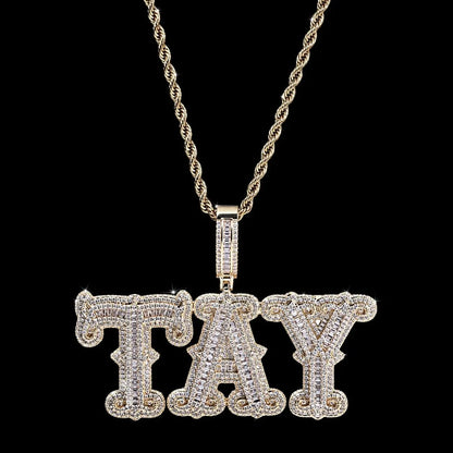 Custom Iced-Out Diamond Letter Name Pendant