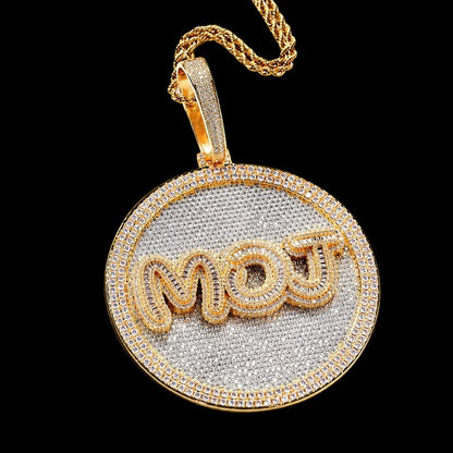 Custom Iced-Out Diamond-Set Large Disc Pendant - 80mm