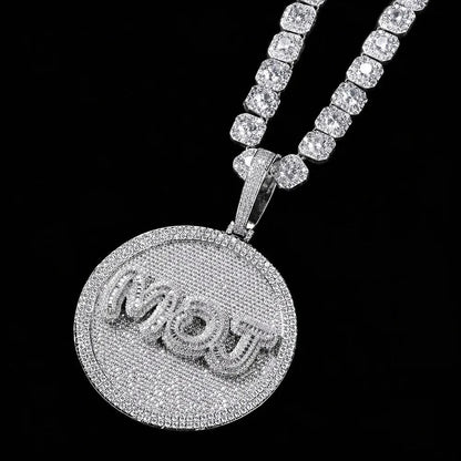 Custom Iced-Out Diamond-Set Large Disc Pendant - 80mm