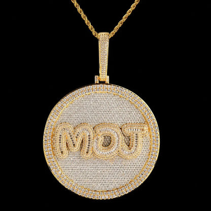 Custom Iced-Out Diamond-Set Large Disc Pendant - 80mm