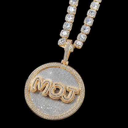 Custom Iced-Out Diamond-Set Large Disc Pendant - 80mm