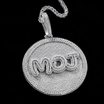 Custom Iced-Out Diamond-Set Large Disc Pendant - 80mm