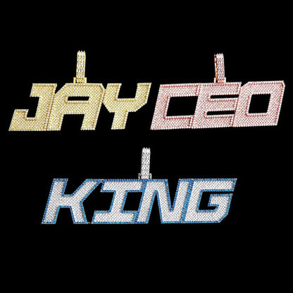 Custom Large Iced-Out Letter Name Pendant