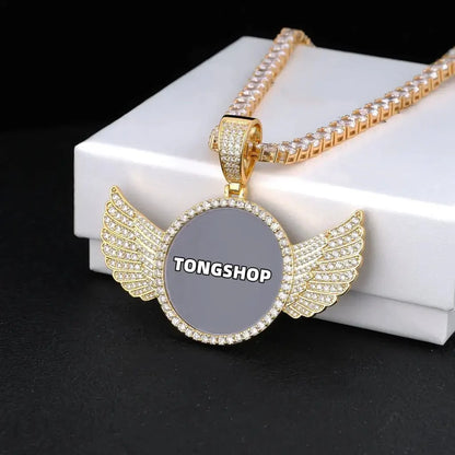 Custom Picture Wings Round Pendant