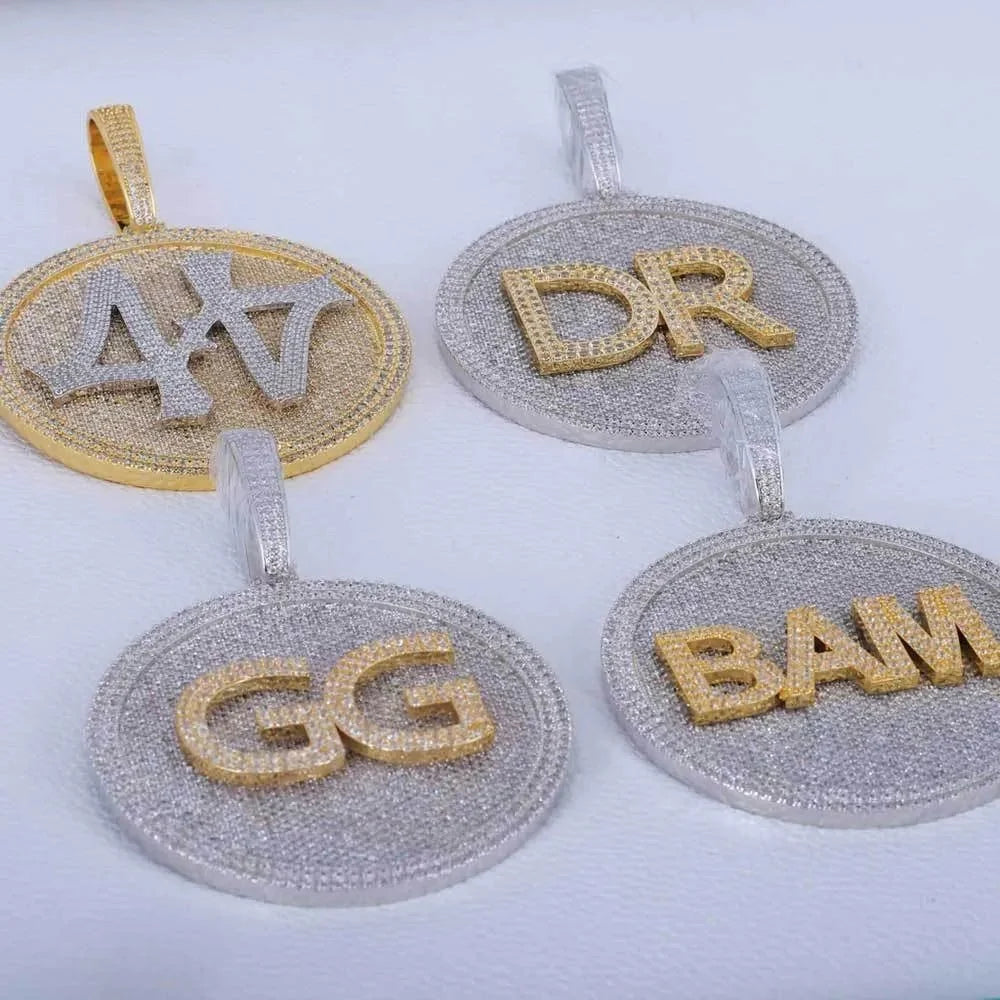 Custom 3D Rotatable Letter Medium Round Disc Pendant – 52mm