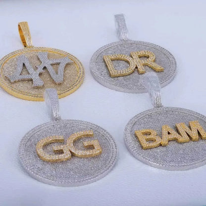 Custom 3D Rotatable Letter Medium Round Disc Pendant – 52mm