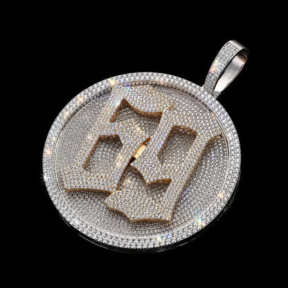 Custom Rotating 3D Iced-Out Letter Large Disc Pendant – 80mm