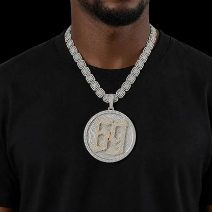 Custom Rotating 3D Iced-Out Letter Large Disc Pendant – 80mm