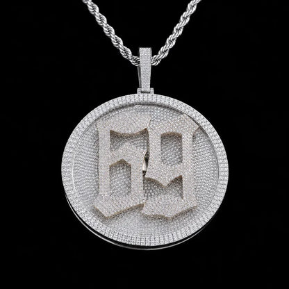 Custom Rotating 3D Iced-Out Letter Large Disc Pendant – 80mm