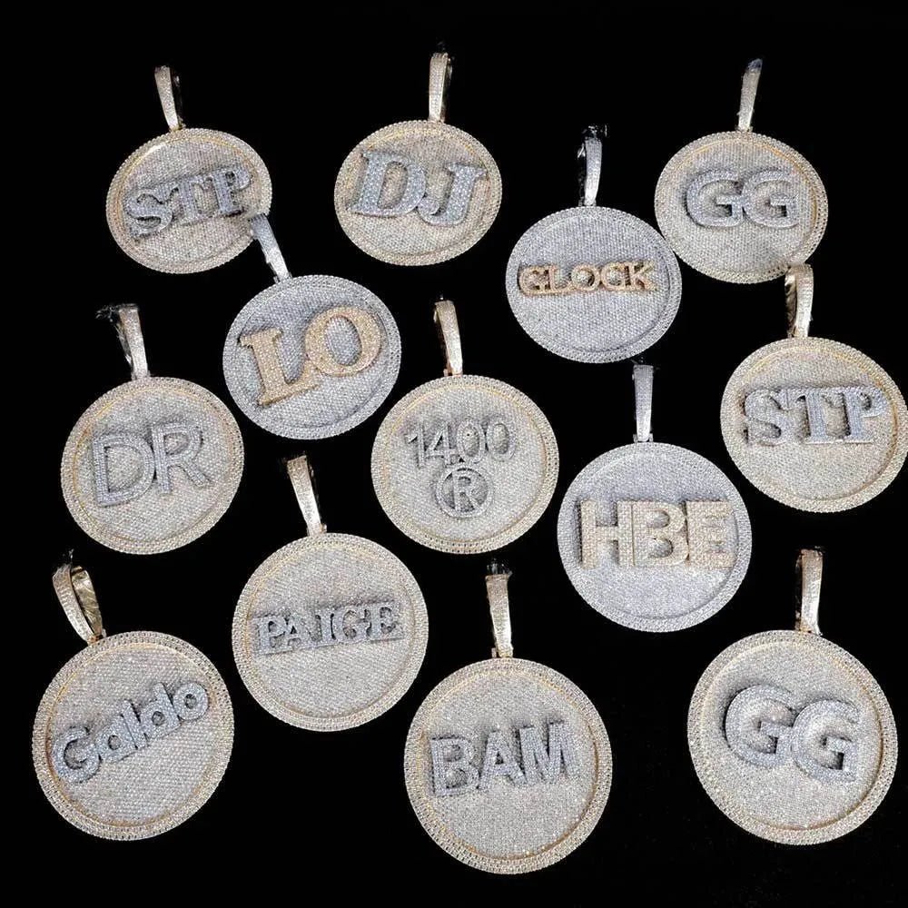 Custom 3D Rotatable Letter Medium Round Disc Pendant – 52mm