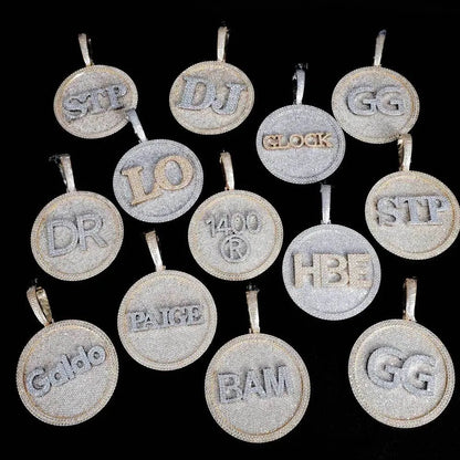 Custom 3D Rotatable Letter Medium Round Disc Pendant – 52mm