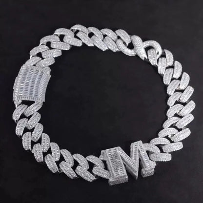 Custom Single-Letter Iced-Out Miami Cuban Chain – 30mm
