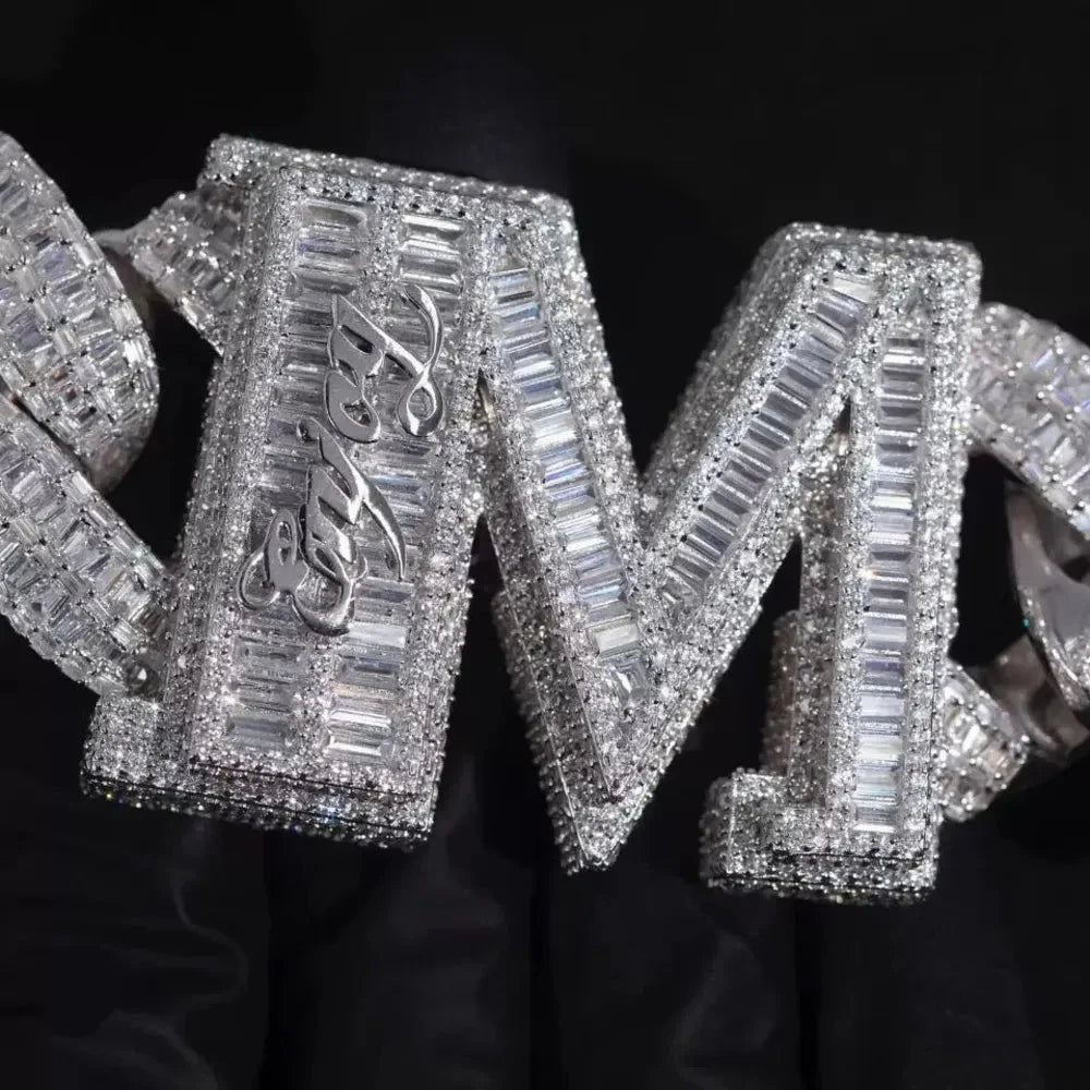 Custom Single-Letter Iced-Out Miami Cuban Chain – 30mm