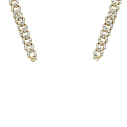 Custom Spliced-Letter Iced Cuban Chain in Yellow Gold - 9mm