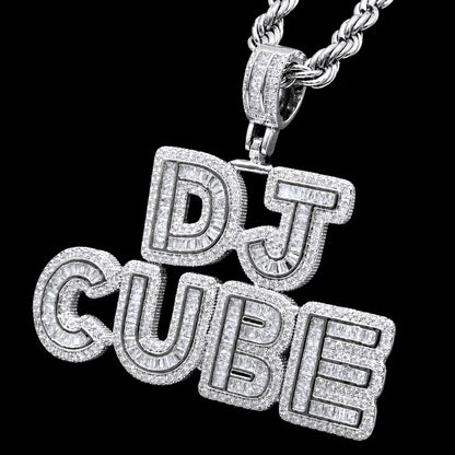 Custom Spliced-Letter Iced-Out Pendant in Yellow Gold