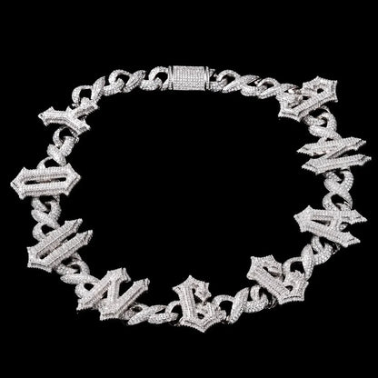 Custom Thorn-Spiked Letter Iced-Out Cuban Chain - 15mm