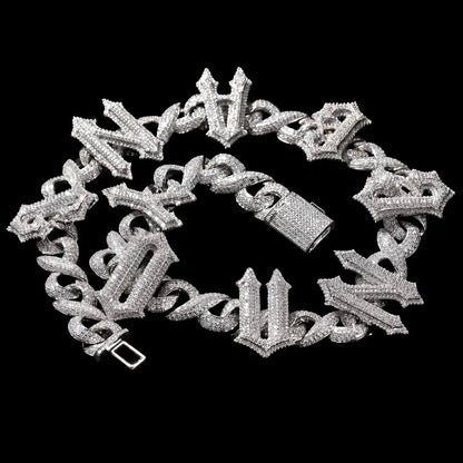 Custom Thorn-Spiked Letter Iced-Out Cuban Chain - 15mm
