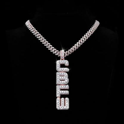 Custom Vertical Diamond-Set Letter Pendant