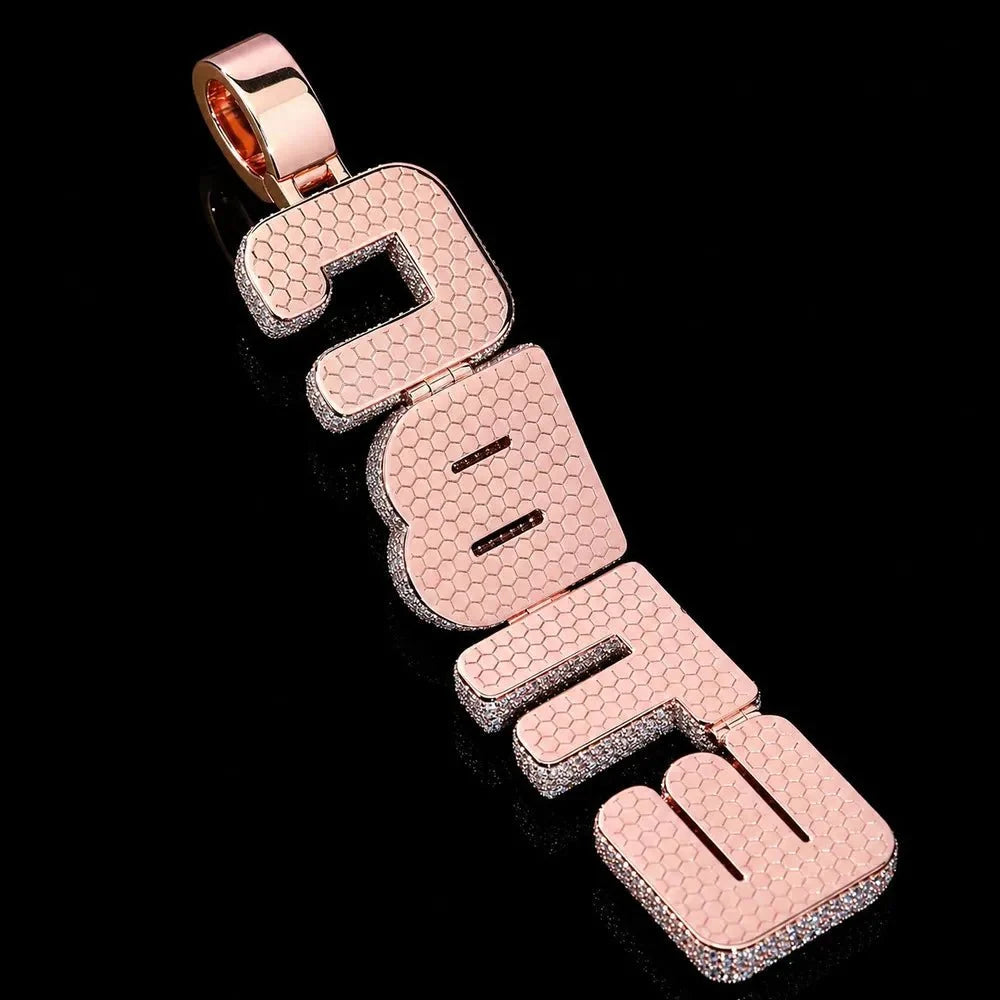 Custom Vertical Diamond-Set Letter Pendant