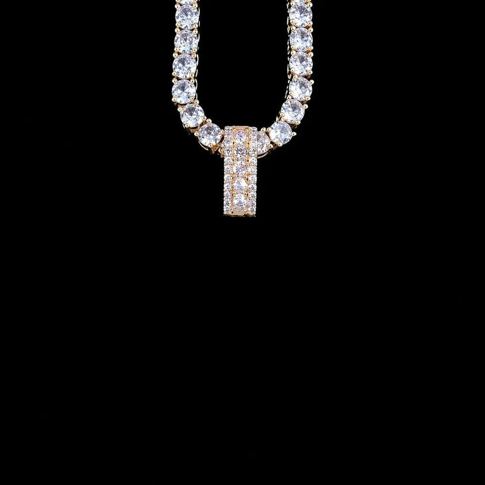 Custom Vertical Diamond-Set Letter Pendant