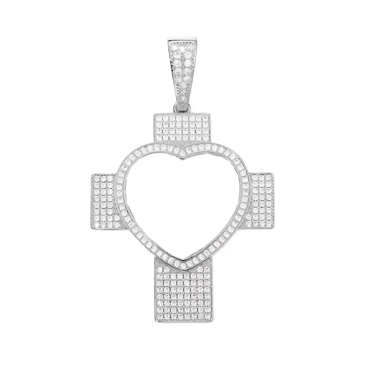 Customized 3D Heart Cross Photo Pendant - 48mm