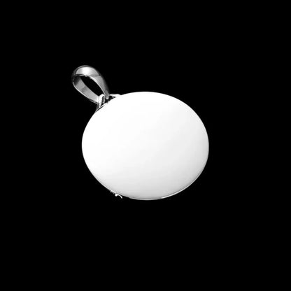 Diamond Heart-Shaped Love Frame Round Pendant in White Gold - 38mm