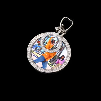 Double Photo Memory Custom Photo Size Round Pendant - 40mm