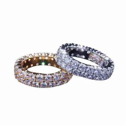 Double Row Diamond Encrusted Hip-Hop Ring