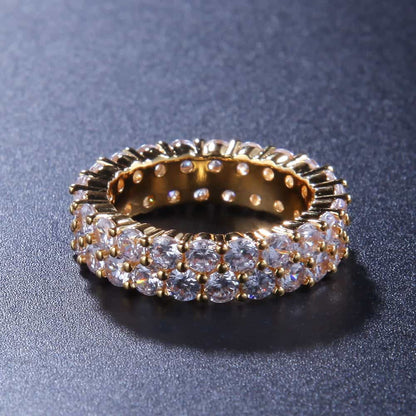 Double Row Diamond Encrusted Hip-Hop Ring
