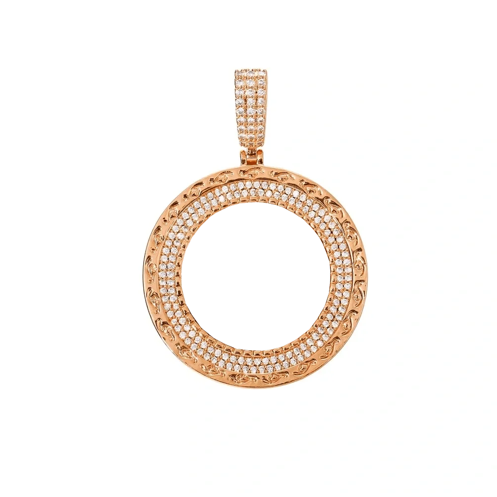 Elegant Classic Memory Custom Photo Round Pendant in Rose Gold - 38mm