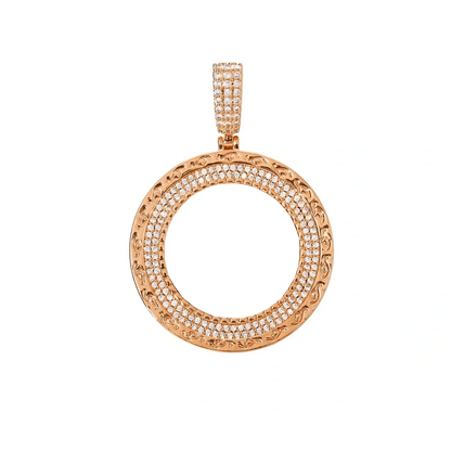 Elegant Classic Memory Custom Photo Round Pendant in Rose Gold - 38mm